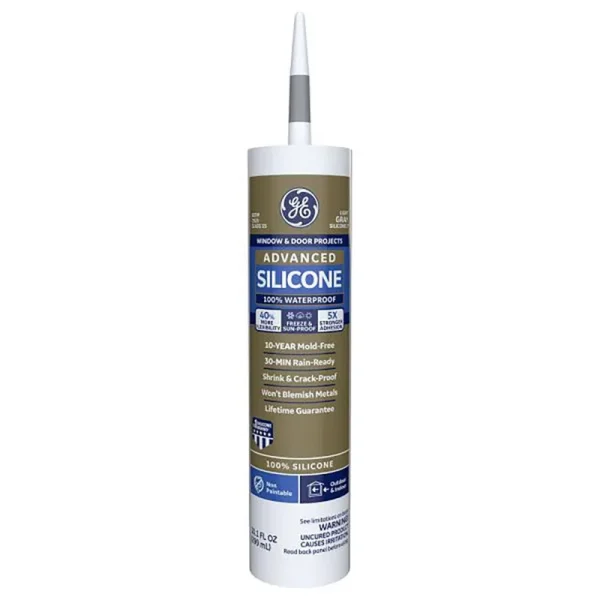 GE Advanced Light Gray Silicone 2 Window and Door Caulk Sealant 10.1 oz