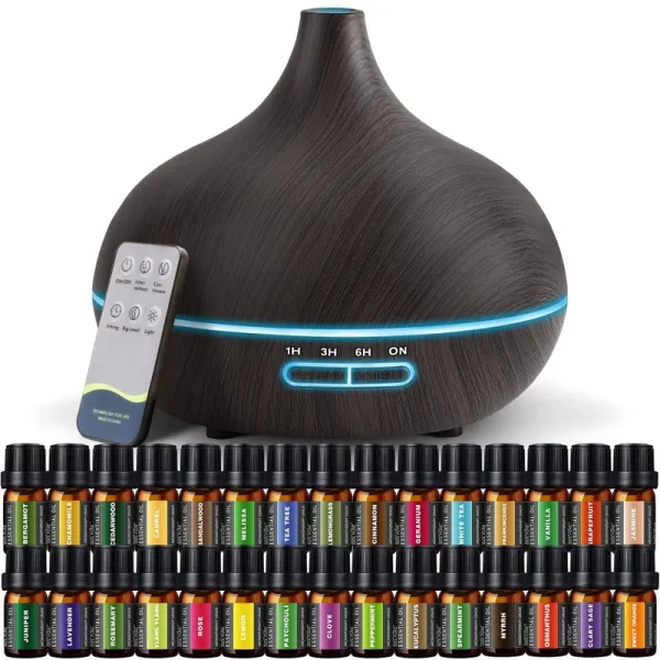 SACATR Diffusers for Essential Oils Large Room, 550ml Essential Oil Diffusers with 30x5mL, Ultrasonic Technology Aromatherapy Diffusers