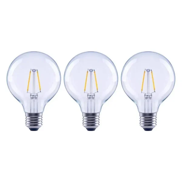 Ecosmart 25-Watt Equivalent G25 Dimmable Globe Clear Glass Filament LED Vintage Edison Light Bulb Daylight (3-pack)