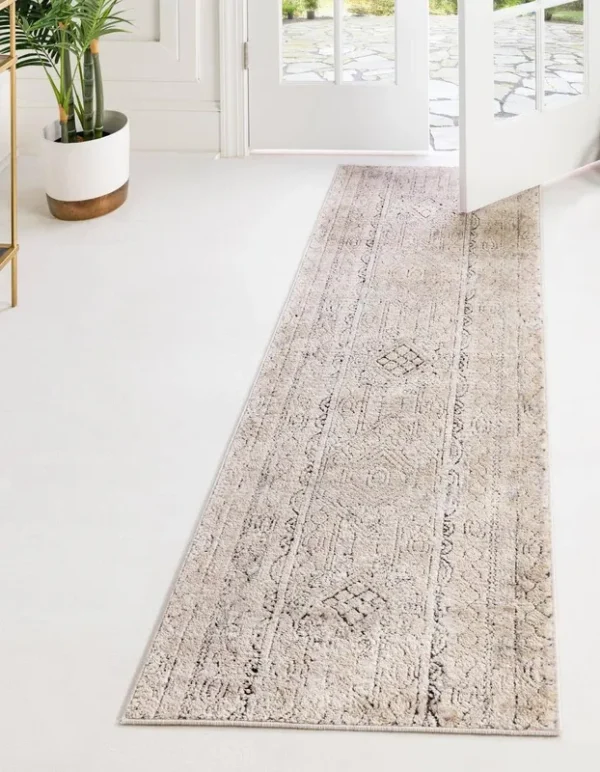 Unique Loom Oregon 10 ft Runner Ivory Southwestern, Geometric Area Rug