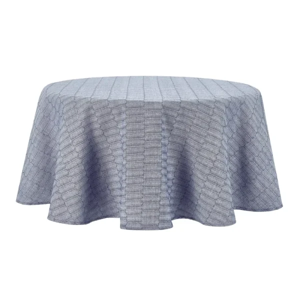 Martha Stewart Honeycomb Modern Farmhouse Tablecloth, Blue, 70" Round