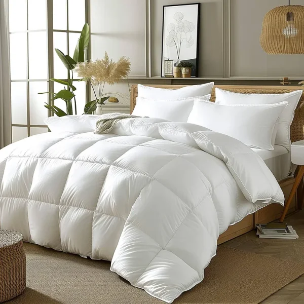 DUMOS Down Comforter King size, Fluffy Duvet Insert, Hotel Feather Comforters, Lightweight Down Alternative Comforter Down Blanket, Classic White,