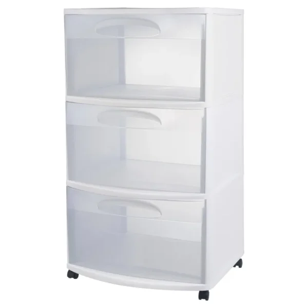 Sterilite 3-Drawer Large Storage Cart, White