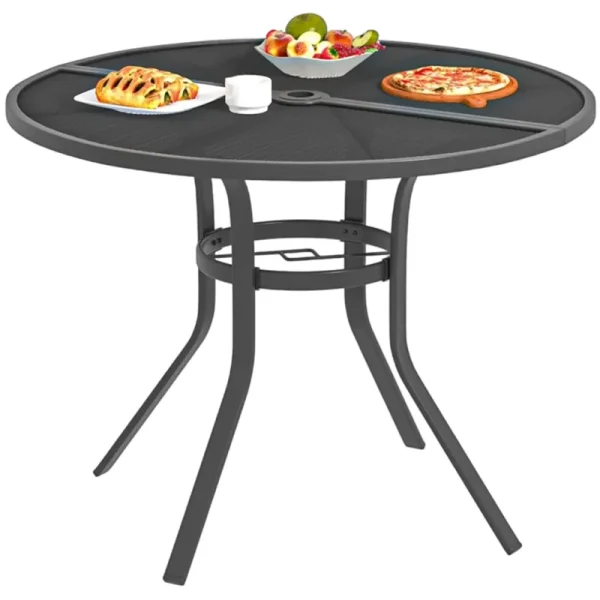 AECOJOY Metal Patio Table with 1.73" Umbrella Hole, Outdoor Round Dining Table