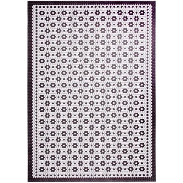 StyleWell Vintage Tile Black/White 5 ft. x 7 ft. Vinyl Area Rug