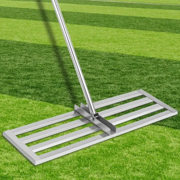 Lawn Leveler Tool 17 in. x 10 in. Lawn Leveling Rake with 77 in. Handle Soil Leveling Tool Stainless Steel Leveling Soil
