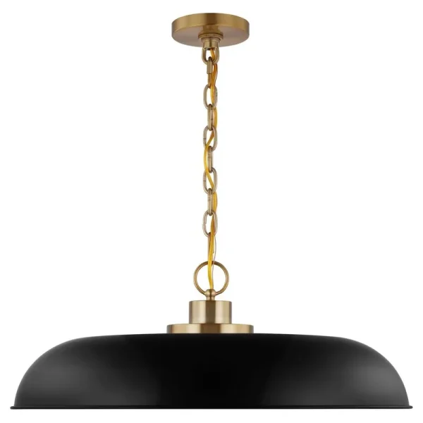 Eddy 1 - Light Single Dome Pendant Birch Lane Finish: Matte Black/Burnished Brass, Size: 8" H x 24" W x 24" D