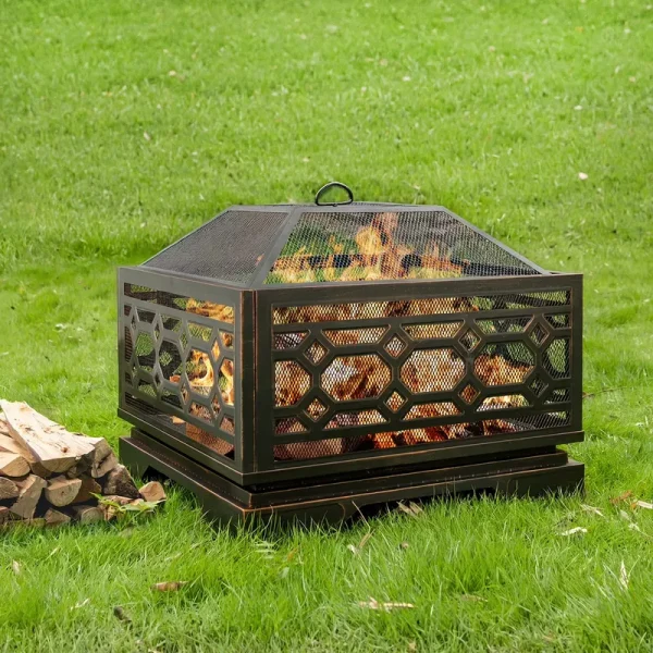 Mistmo 26 Square Wood Burning Fire Pit for Outdoor Patio Garden