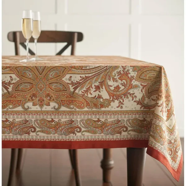 Kashmir Paisley 100% Cotton Tablecloth Maison d' Hermine Size: 60" L x 60" W