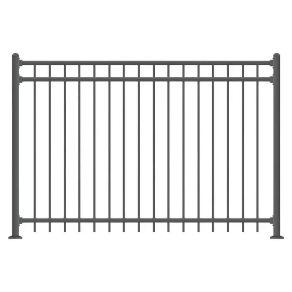 XCEL Fence Cortina Black Steel Anti - Rust Fence Panel - Flat Top - Flat Bottom Pickets - 5'H X 6.5'W - Easy Installation - for Residential, Outdoor, Yard, Garden, 3 - Rail, One Post Included