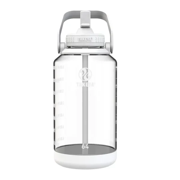 Takeya 64oz Tritan Motivational Water Bottle with Straw Lid - Cloud White