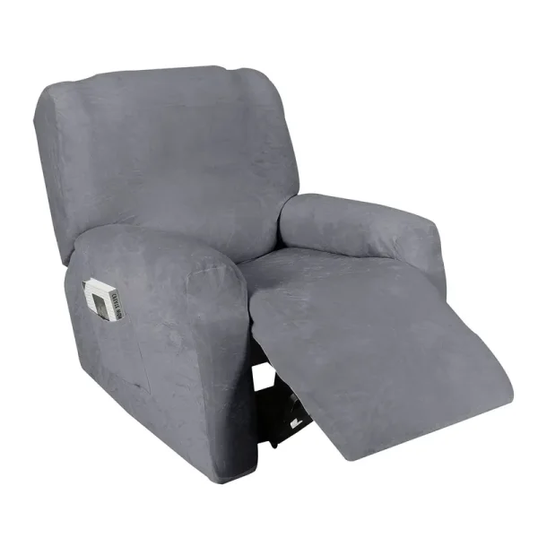 Golden Linens One Piece Recliner Chair Velvet Fabric Stretch 4 Way Furniture Slipcovers with Remote Pocket, Furniture Protector, Fit Most Recliner