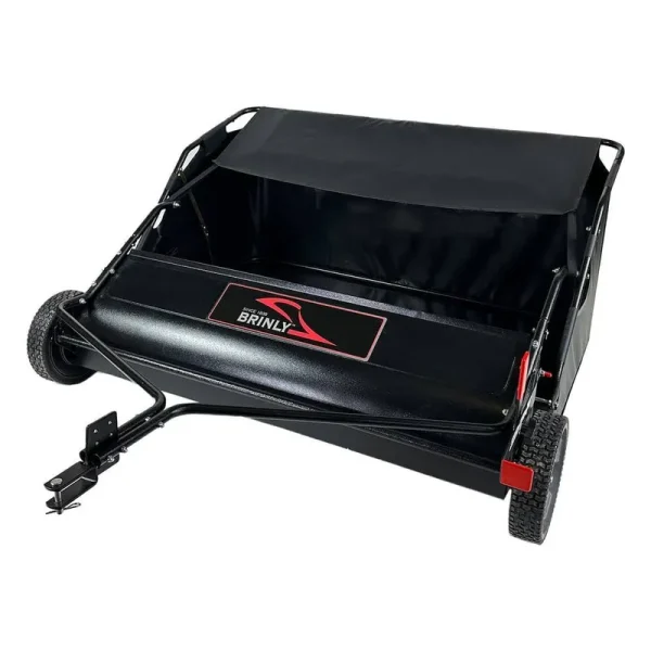 Brinly 54 in. Lawn Sweeper - Double-Helix Brushes, Effortlessly Collect Leaves, Grass, Twigs - Wide Coverage, Easy Dumping