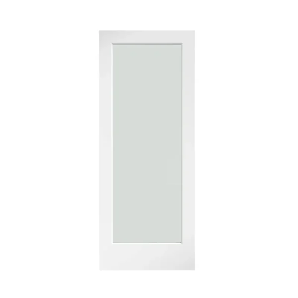 EightDoors 28 in. x 80 in. x 1-3/8 in. 1-Lite Solid Core Frosted Glass White Finished Wood French Interior Door Slab. White Primed(28)