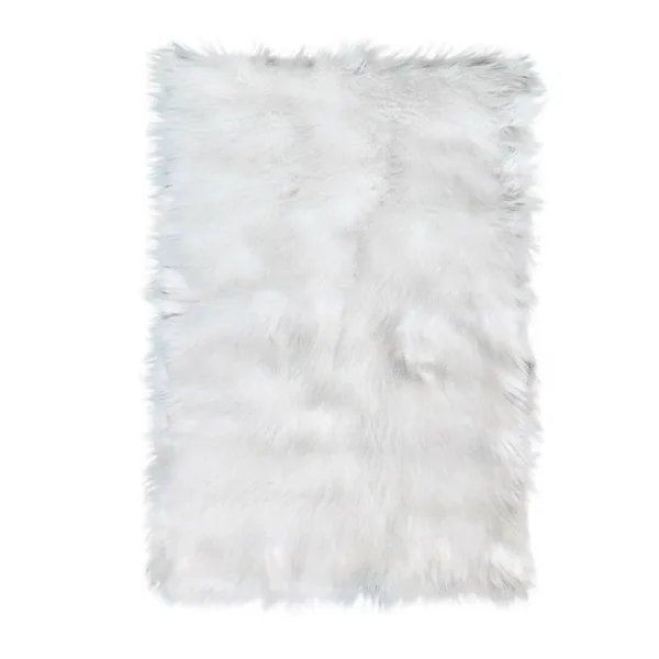 Etta Avenue? Dominick Handmade Shag Faux Sheepskin White Area Rug Gold Flamingo Rug Size Rectangle 2' x 3'