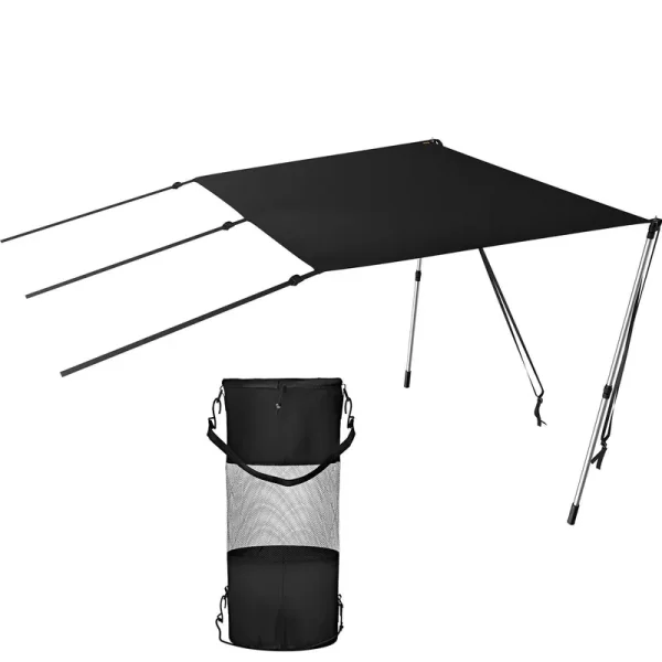VEVOR T-Top Sun Shade Kit 5' x 5' UV-Proof 600D Polyester T-Top Extension Kit with Rustproof Steel Telescopic Poles Waterproof T-Top Shade Kit Easy