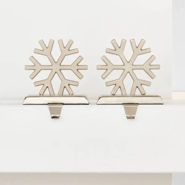 2pk Metal Snowflake Christmas Stocking Holder Silver - Wondershop