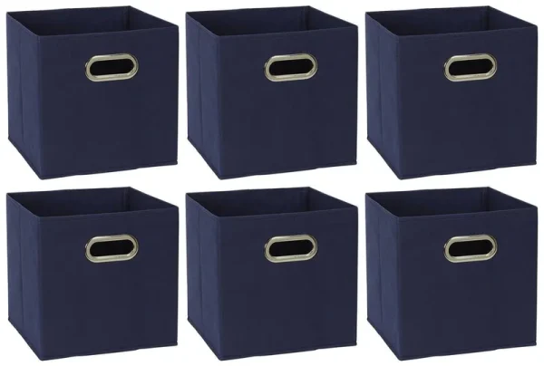 Household Essentials Open Fabric Storage Cube Bin, Navy Blue - 6 count