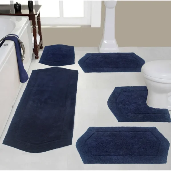 Home Weavers Waterford Bath Rug, 5 Piece Set - Navy
