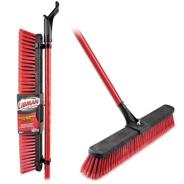 Libman 24 inch Multi-Surface Push Broom, Red
