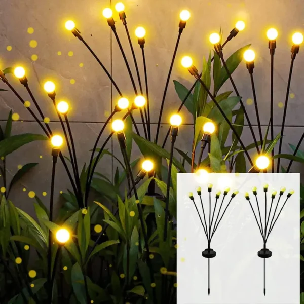 Solar Garden Lights, 2 Pack Solar Lights for Outside, Solar Lights Outdoor Waterproof, Solar Swaying Lights in Wind, Firefly Lights for Garden,