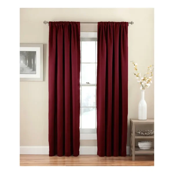 Eclipse Solid Thermapanel Room-Darkening Curtain,Merlot, 54"x63"