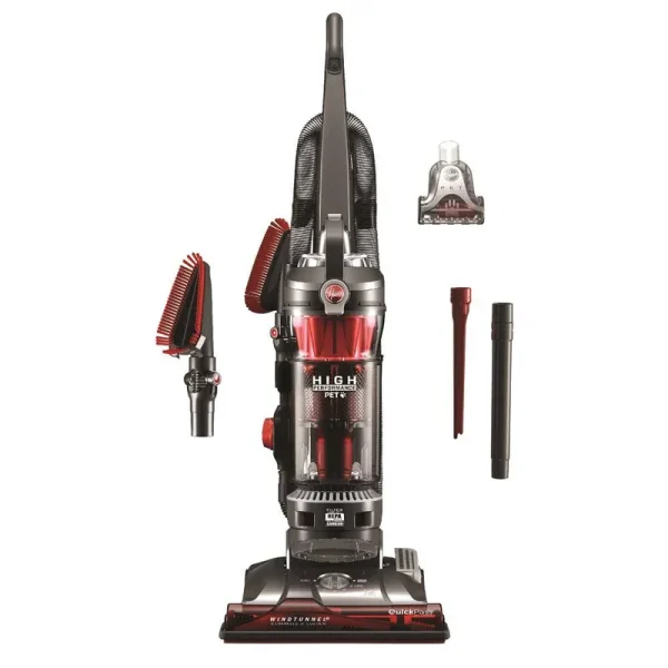 Hoover - WindTunnel 3 High Performance Pet Bagless Upright Vacuum - Black/Red