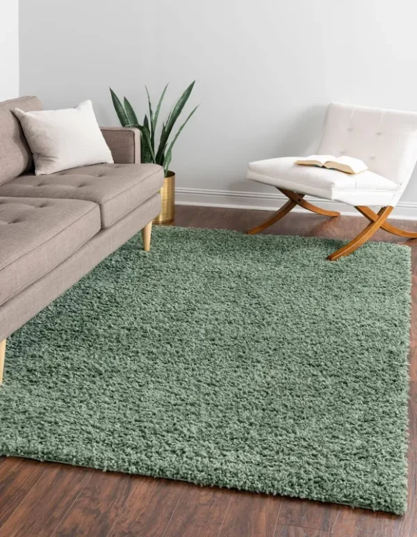 Unique Loom Davos Shag Sage Green 5 ft. x 8 ft. Area Rug