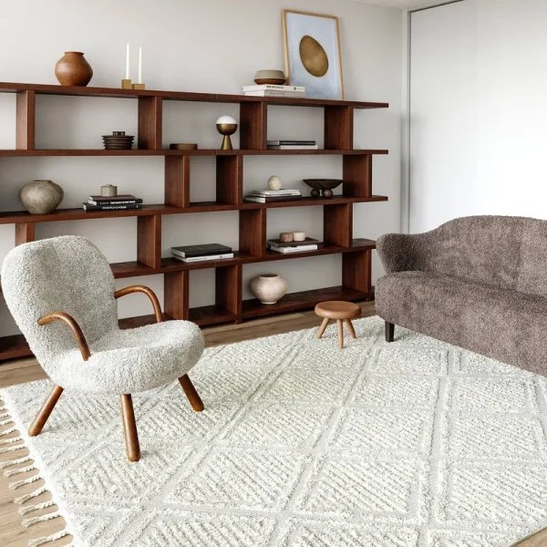 Arvin Olano x RugsUSA - Balboa Textured Tile Area Rug Beige 6' 7" x 9'