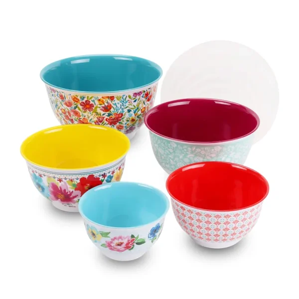 The Pioneer Woman Melamine Mixing Bowl Set, 10-Piece Set (Petal Party)
