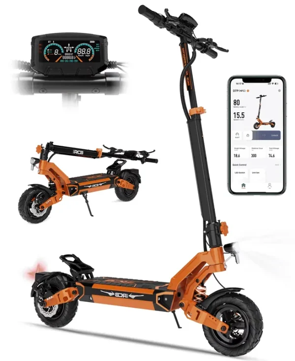 Electric Scooter for Adults, Max 70miles Range, 1000W Motor, 48V 27ah Battery, 10" Anti - Flat Tires, Dual Shocks, APP Control&NFC - RCB D7PRO