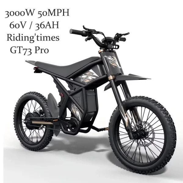 GT73 PRO 338 NM Electric Dirt Bike for Adults, 3000W(Peak)Dual Motor 50mph Max Speed, 60V 50MPH 36.4AH Dual Battery Ebike, 85 Miles Range, 25" Motorcycle Tires, All - Terrain for Mountain, Snow, UL2849