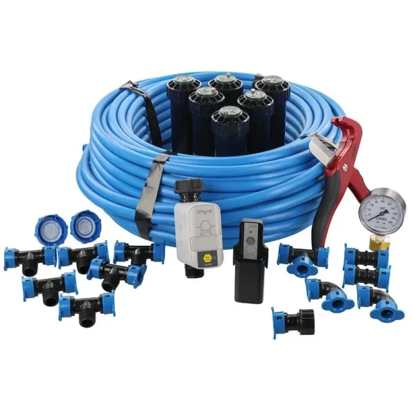 In-Ground Sprinkler System with 1/2 in. Blu-Lock Tubing System and B-hyve Smart Hose Faucet Timer with Wi-Fi Hub