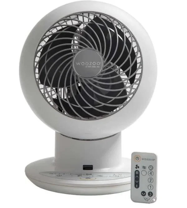 Woozoo Sc15t Remote Controlled Compact Globe Oscillating Circulating Fan White