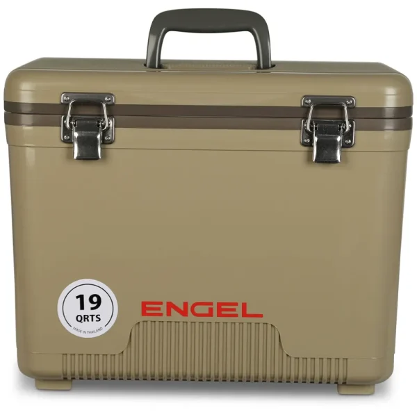 Engel Coolers 19 Quart 32 Can Capacity Lightweight Insulated Cooler Drybox, Tan