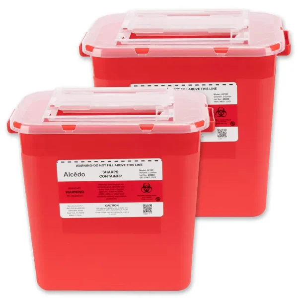 Alcedo Sharps Container for Home Use 2 Gallon 2-Pack Biohazard Nee