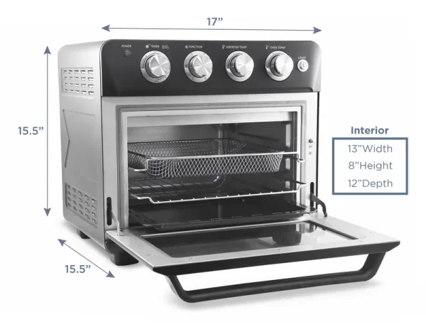 Elite Gourmet Deluxe Air Fryer Oven 25qt, Black - Fast Fry, Bake, Roast, Dehydrate