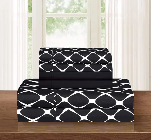 Elegant Comfort Luxury Softest and Coziest 6-Piece Bed Sheet Set, Wrinkle Resistant Milano Trellis Pattern - 1500 Thread Count Egyptian Quality