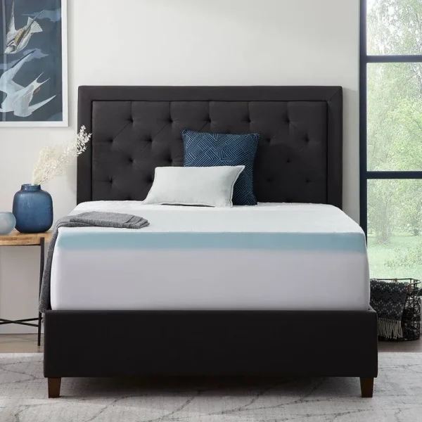 Lucid Memory Foam Soft and Breathable-Machine Washable Mattress Topper Cover, Queen, White