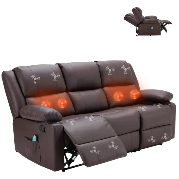 AECOJOY Recliner Couch with Massage&Heat Function, 3-Seat Wall Hunger Reclining Sofa