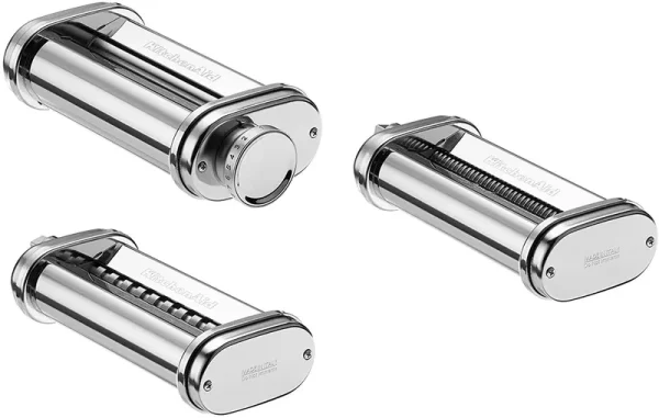 Kitchenaid KPRA Pasta Roller and Cutter for Spaghetti and Fettuccine Stand Mixer Attachments, Metal Silver, 112 oz, 3 Pack