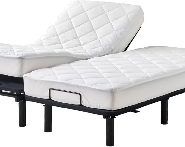 Split King Mattress Topper for Adjustable Bed Fluffy Matress Cover Quilted Fitted Mattress Pad with Elastic Pocket