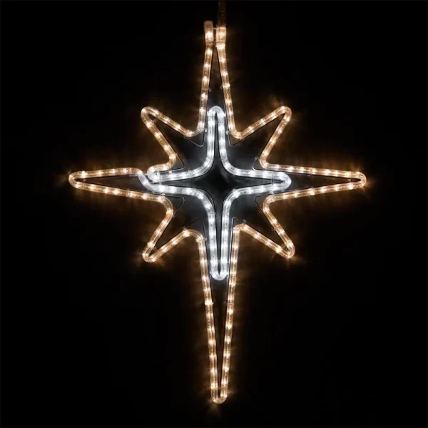 Wintergreen Lighting 28 in. 149-Light LED Warm and Cool White Hanging Bethlehem Star with Cross
