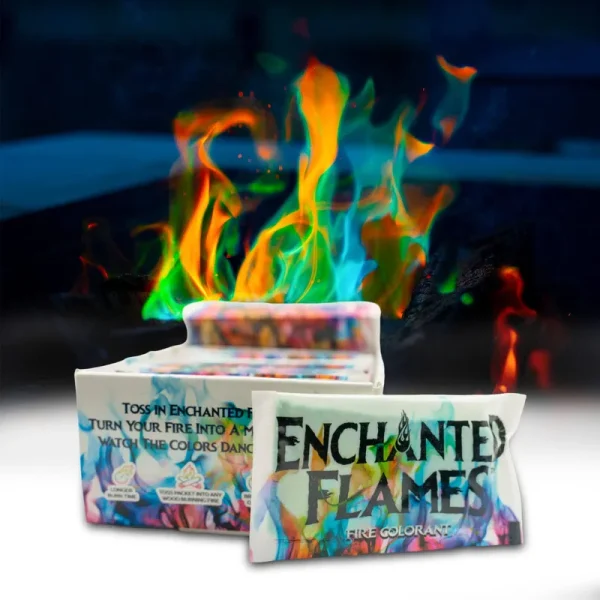 Enchanted Flames Pack of 50 Fire Changing Color Packets for Campfires, Fire Pits, and Outdoor Wood Fireplaces, Longer Lasting Burn Time, Safe and