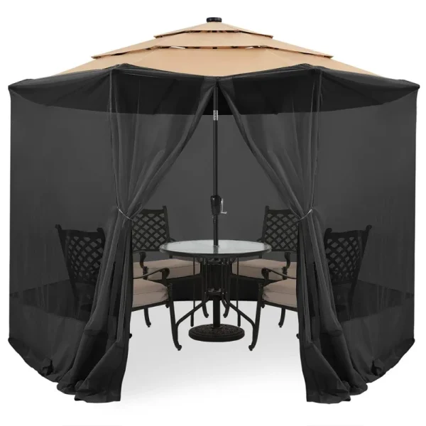 Outdoor Wind Upgrade 9ft-11ft Patio Umbrella Netting Black