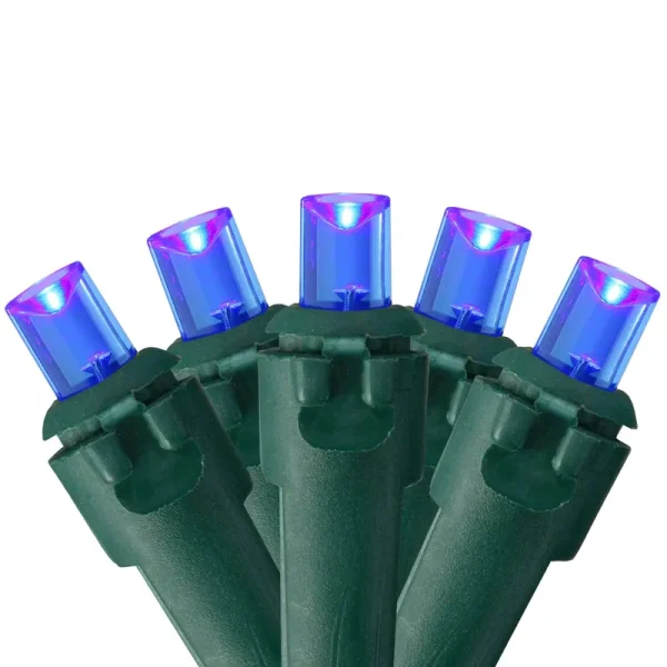 Northlight Set of 50 Blue LED Wide Angle Christmas Lights - Green Wire