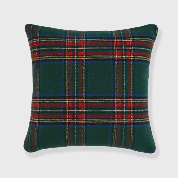 Evergrace Tartan Plaid Square 18 in. x 18 in. Pillow, Jungle Green