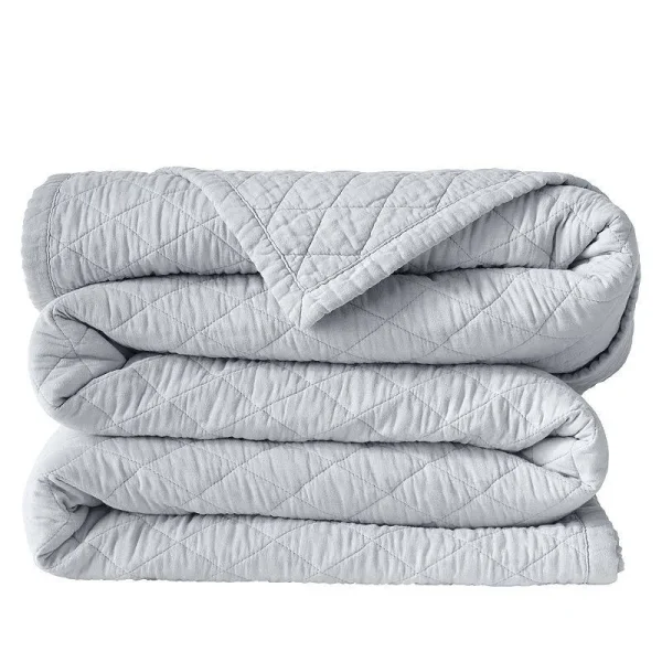 Solid Diamond Double Voile Pillow Sham - Lands' End - Gray - Std