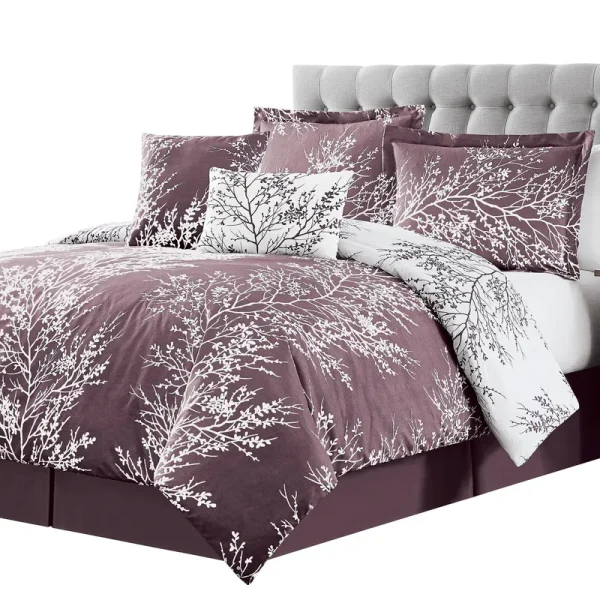 Foliage Reversible Comforter Set | Spirit Linen Queen / Lilac
