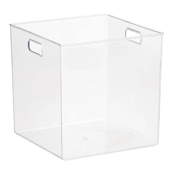 iDesign Linus Cube Bin with Handles - Clear - L (Large)